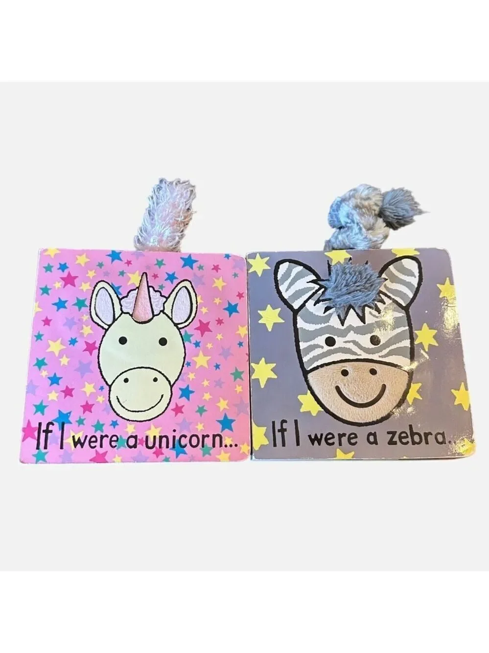 Jellycat Touch and Feel Board Books Unicorn Zebra Set Baby Sensory